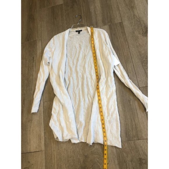 $278 Eileen Fisher TENCEL & METAL LONG CARDIGAN Ivory Size M - Picture 9 of 10